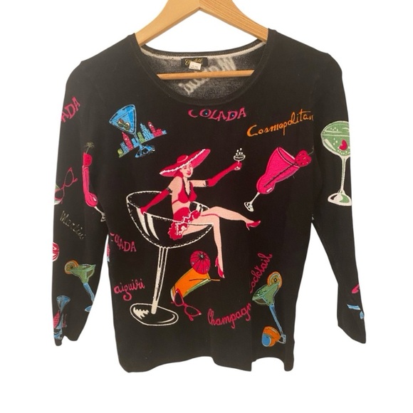 Vintage Elizabeth NY Knit Beaded Cocktsil Sweater - Picture 3 of 6